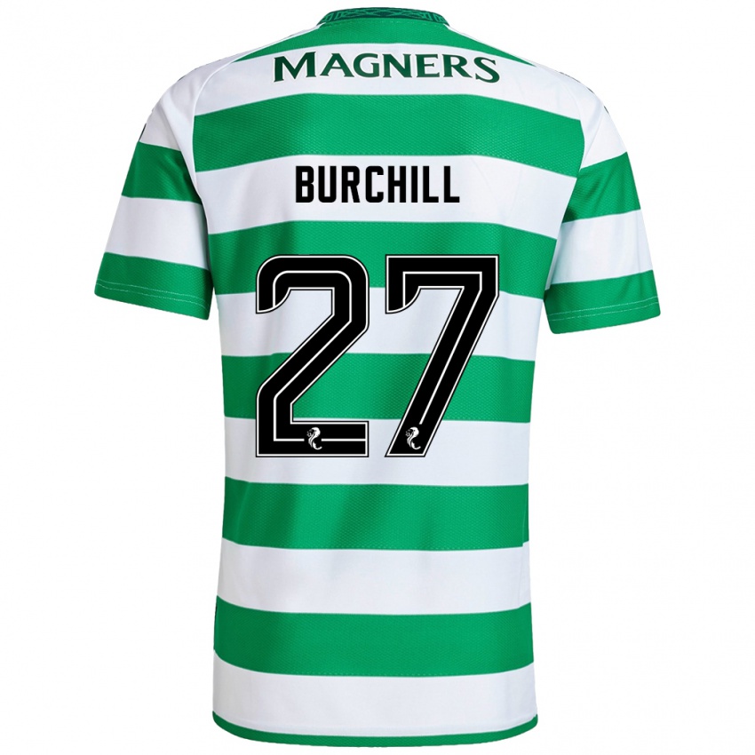 Hombre Camiseta Tiree Burchill #27 Verde Blanco 1ª Equipación 2024/25 La Camisa