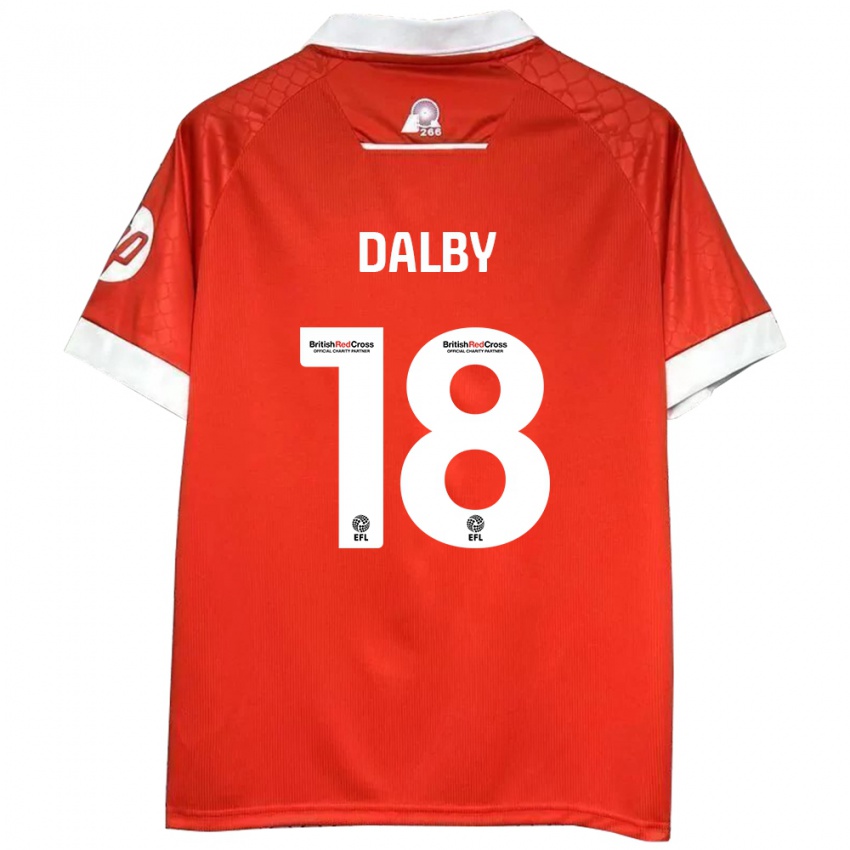 Hombre Camiseta Sam Dalby #18 Rojo Blanco 1ª Equipación 2024/25 La Camisa