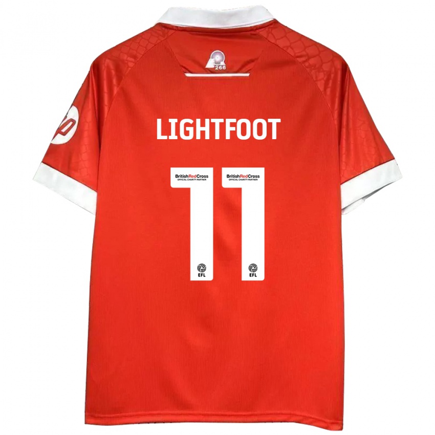 Hombre Camiseta Amber Lightfoot #11 Rojo Blanco 1ª Equipación 2024/25 La Camisa