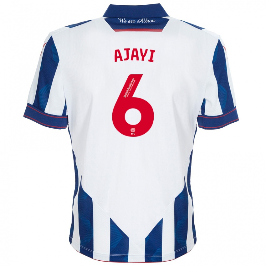 Hombre Camiseta Semi Ajayi #6 Blanco Azul Oscuro 1ª Equipación 2024/25 La Camisa