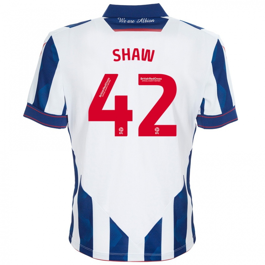 Hombre Camiseta Josh Shaw #42 Blanco Azul Oscuro 1ª Equipación 2024/25 La Camisa