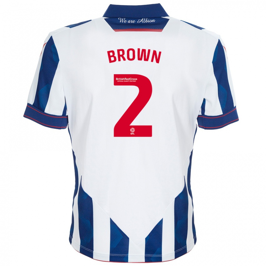 Hombre Camiseta Ashlee Brown #2 Blanco Azul Oscuro 1ª Equipación 2024/25 La Camisa