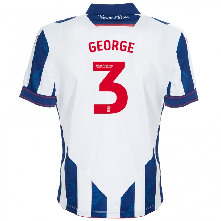 Hombre Camiseta Hannah George #3 Blanco Azul Oscuro 1ª Equipación 2024/25 La Camisa