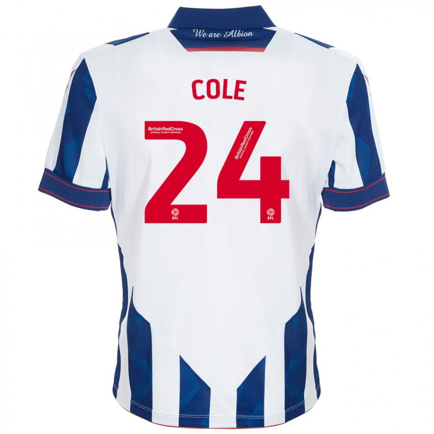 Hombre Camiseta Delphi Cole #24 Blanco Azul Oscuro 1ª Equipación 2024/25 La Camisa