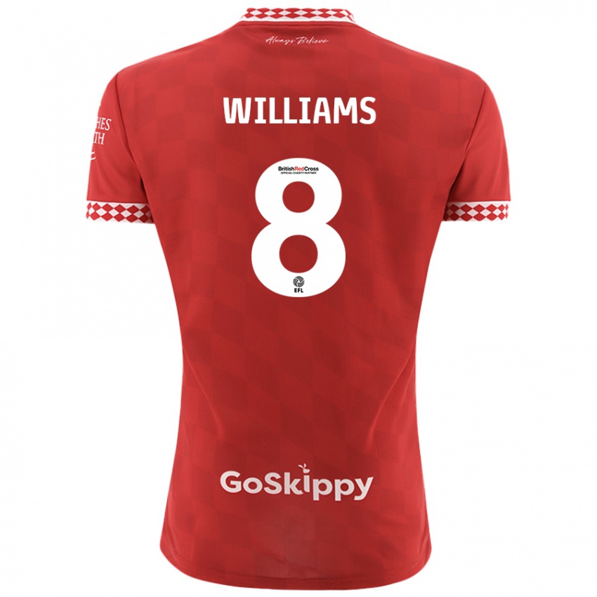 Hombre Camiseta Joe Williams #8 Rojo 1ª Equipación 2024/25 La Camisa