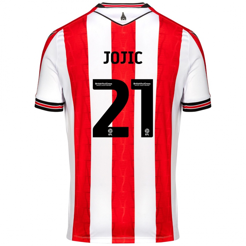 Hombre Camiseta Nikola Jojic #21 Rojo Blanco 1ª Equipación 2024/25 La Camisa