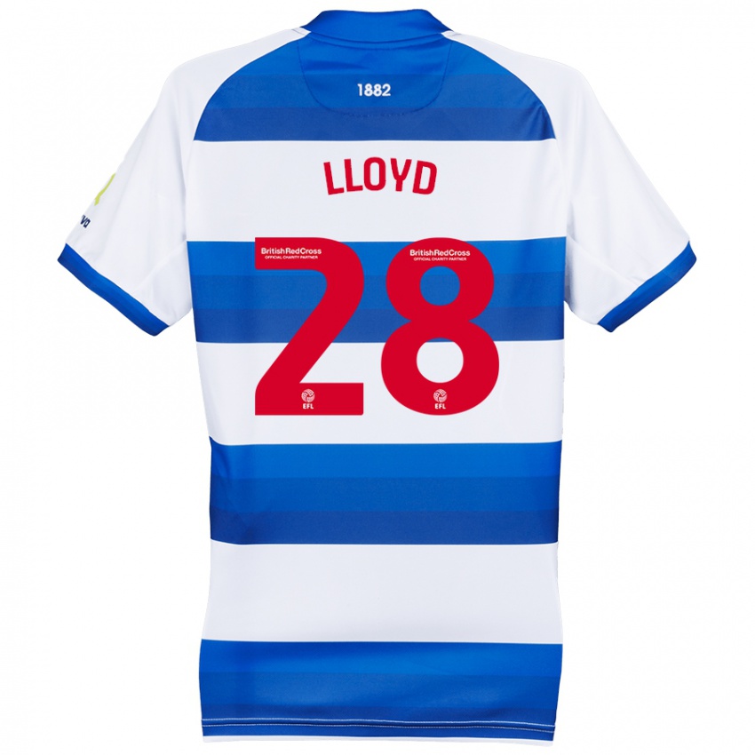 Hombre Camiseta Alfie Lloyd #28 Blanco Azul 1ª Equipación 2024/25 La Camisa