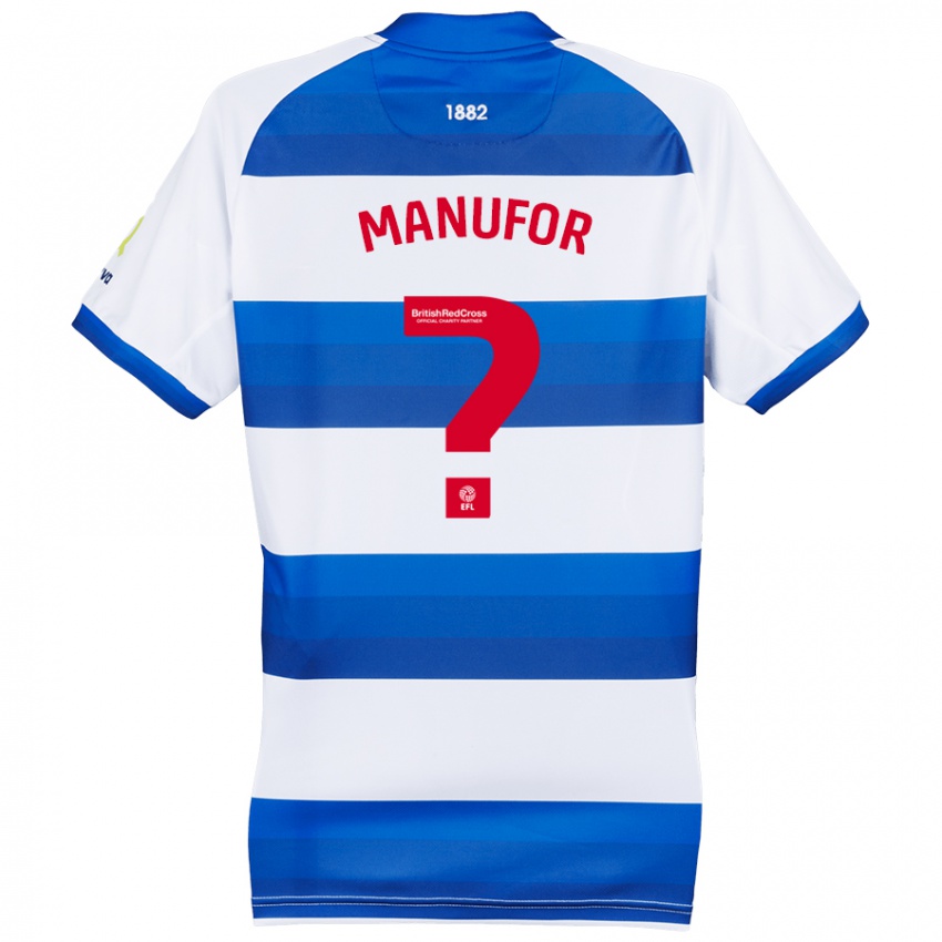 Hombre Camiseta Samuel Manufor #0 Blanco Azul 1ª Equipación 2024/25 La Camisa