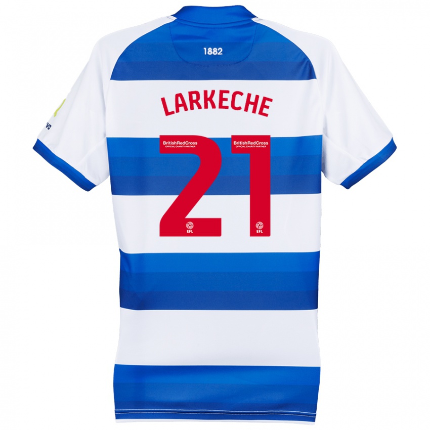 Hombre Camiseta Ziyad Larkeche #21 Blanco Azul 1ª Equipación 2024/25 La Camisa