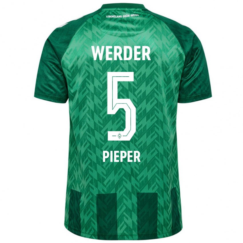 Hombre Camiseta Amos Pieper #5 Verde 1ª Equipación 2024/25 La Camisa