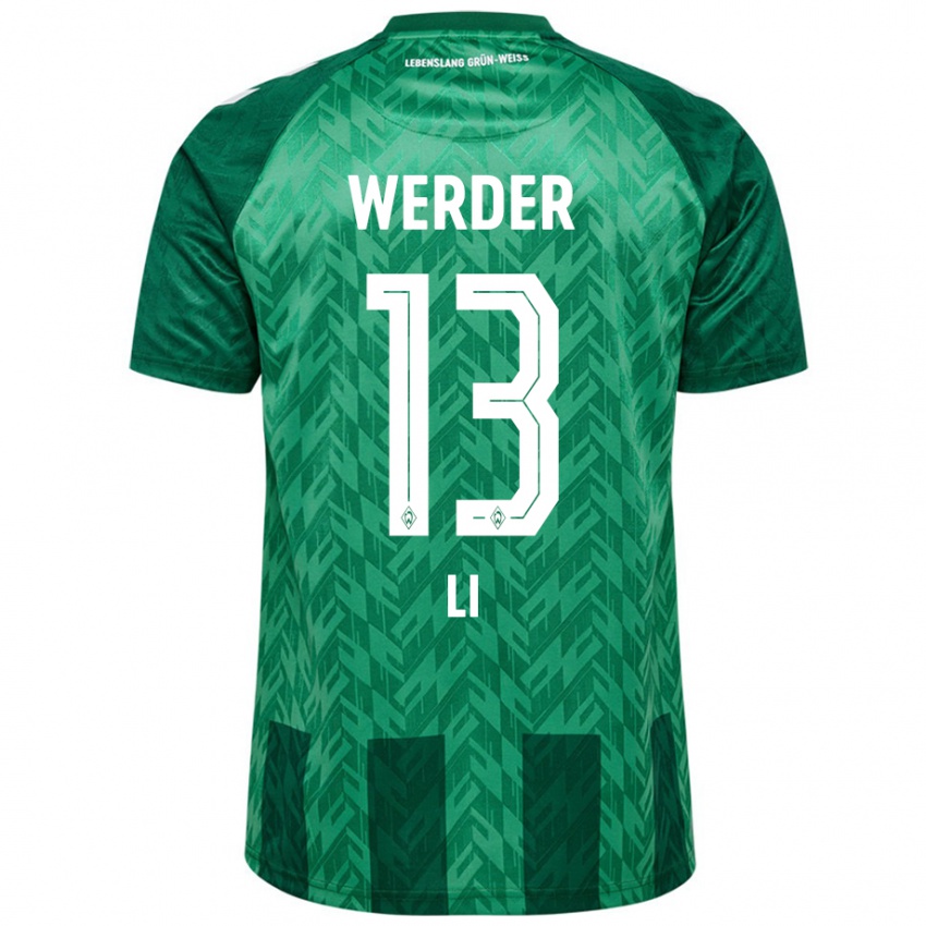 Hombre Camiseta Xiancheng Li #13 Verde 1ª Equipación 2024/25 La Camisa