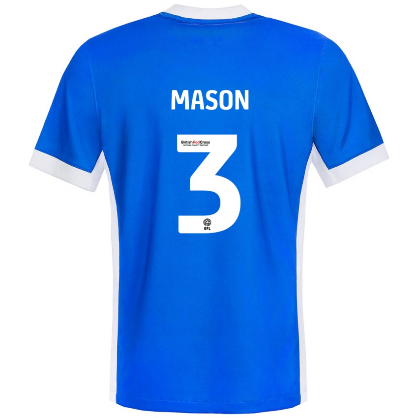 Hombre Camiseta Ellie Mason #3 Azul Blanco 1ª Equipación 2024/25 La Camisa