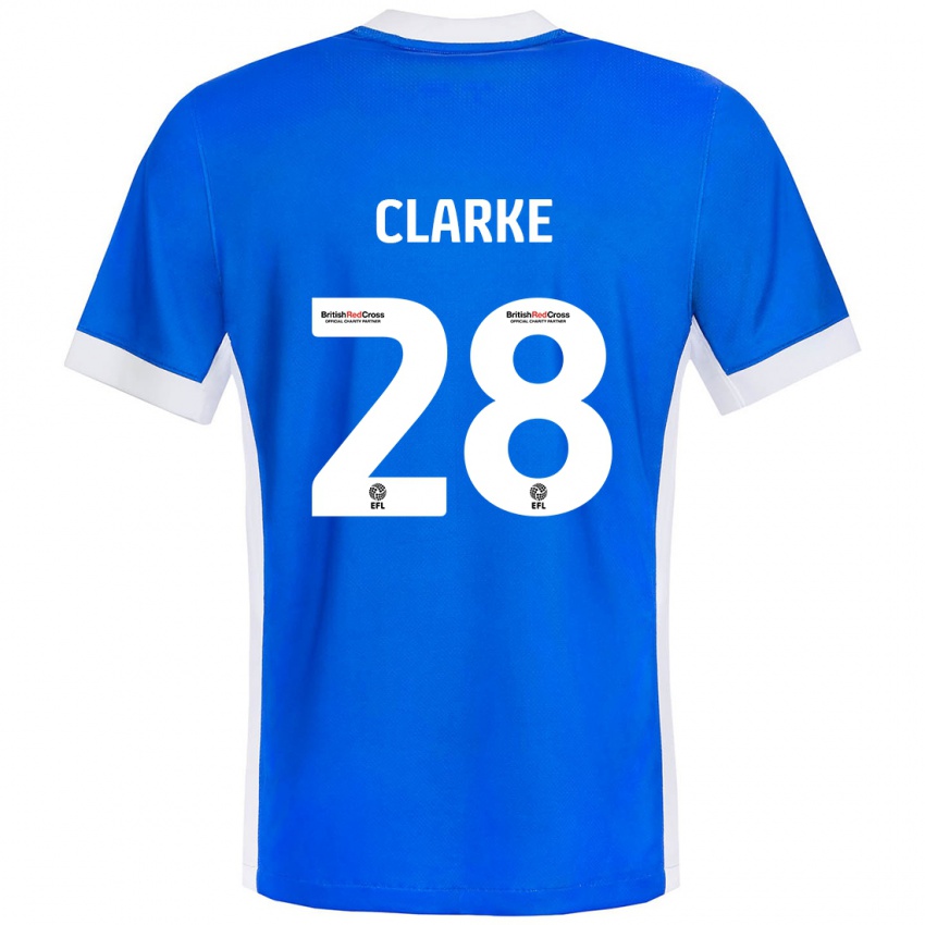 Hombre Camiseta Charlotte Clarke #28 Azul Blanco 1ª Equipación 2024/25 La Camisa