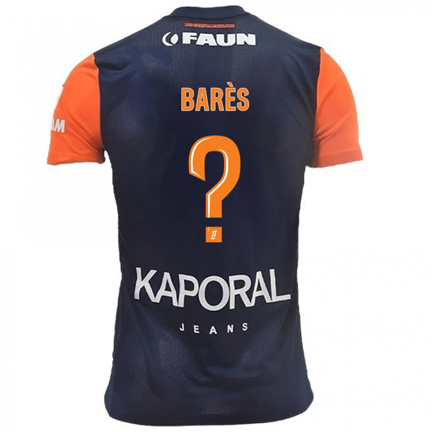 Hombre Camiseta Gabriel Barès #0 Azul Marino Naranja 1ª Equipación 2024/25 La Camisa