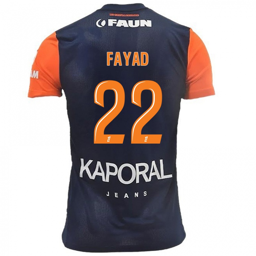 Hombre Camiseta Khalil Fayad #22 Azul Marino Naranja 1ª Equipación 2024/25 La Camisa