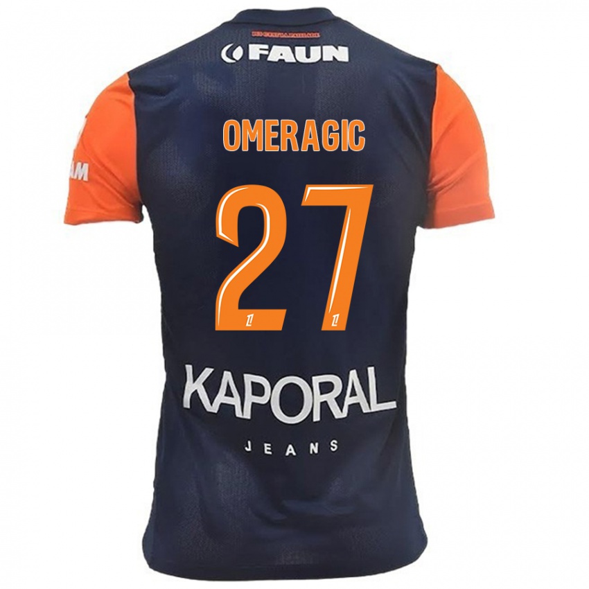 Hombre Camiseta Becir Omeragic #27 Azul Marino Naranja 1ª Equipación 2024/25 La Camisa