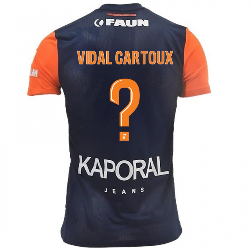 Hombre Camiseta Noah Vidal Cartoux #0 Azul Marino Naranja 1ª Equipación 2024/25 La Camisa