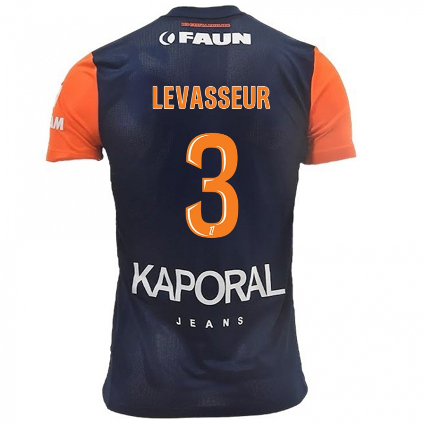 Hombre Camiseta Marie Levasseur #3 Azul Marino Naranja 1ª Equipación 2024/25 La Camisa