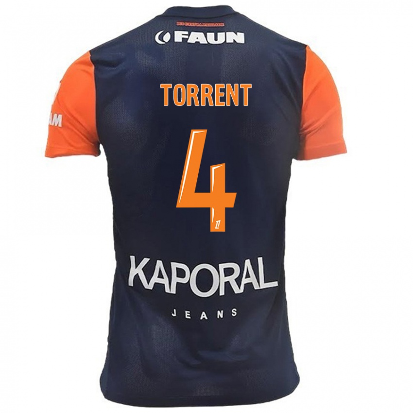 Hombre Camiseta Marion Torrent #4 Azul Marino Naranja 1ª Equipación 2024/25 La Camisa