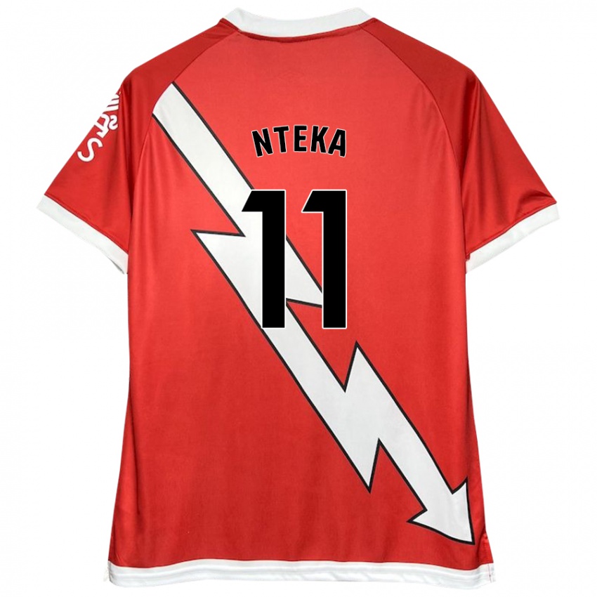 Hombre Camiseta Randy Nteka #11 Blanco Rojo 1ª Equipación 2024/25 La Camisa