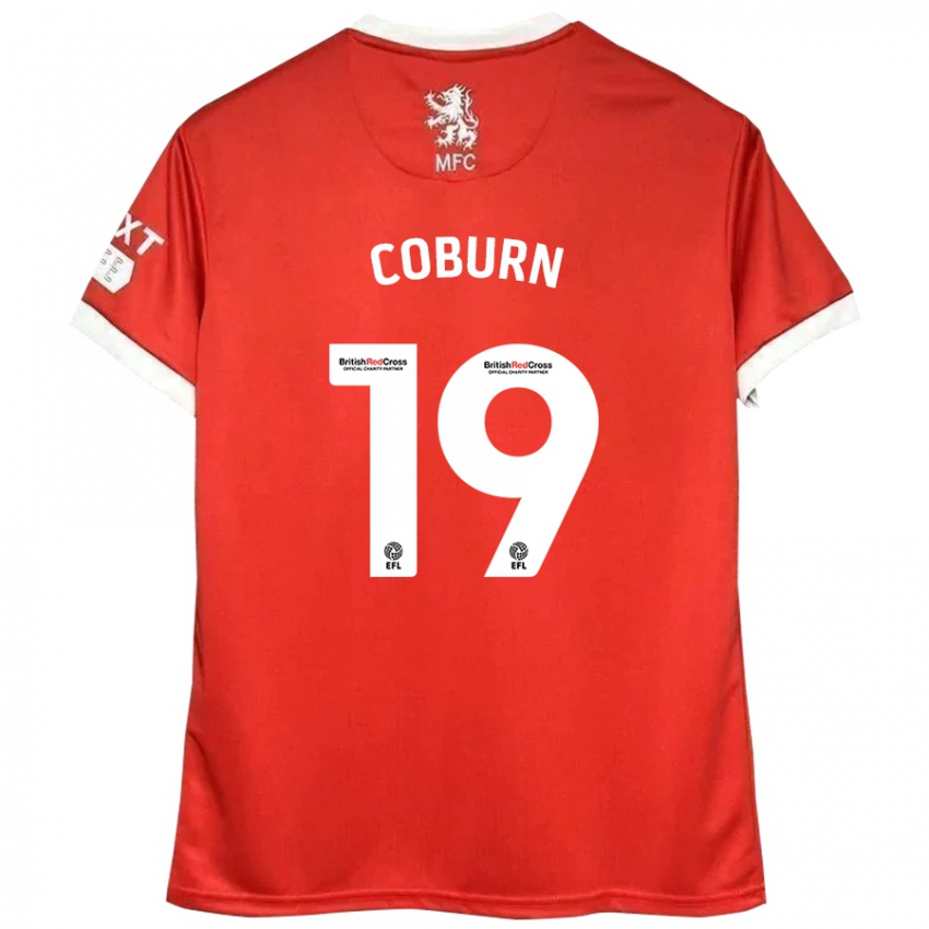 Hombre Camiseta Josh Coburn #19 Rojo Blanco 1ª Equipación 2024/25 La Camisa