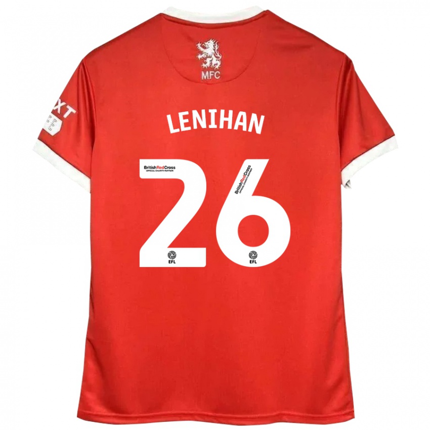 Hombre Camiseta Darragh Lenihan #26 Rojo Blanco 1ª Equipación 2024/25 La Camisa