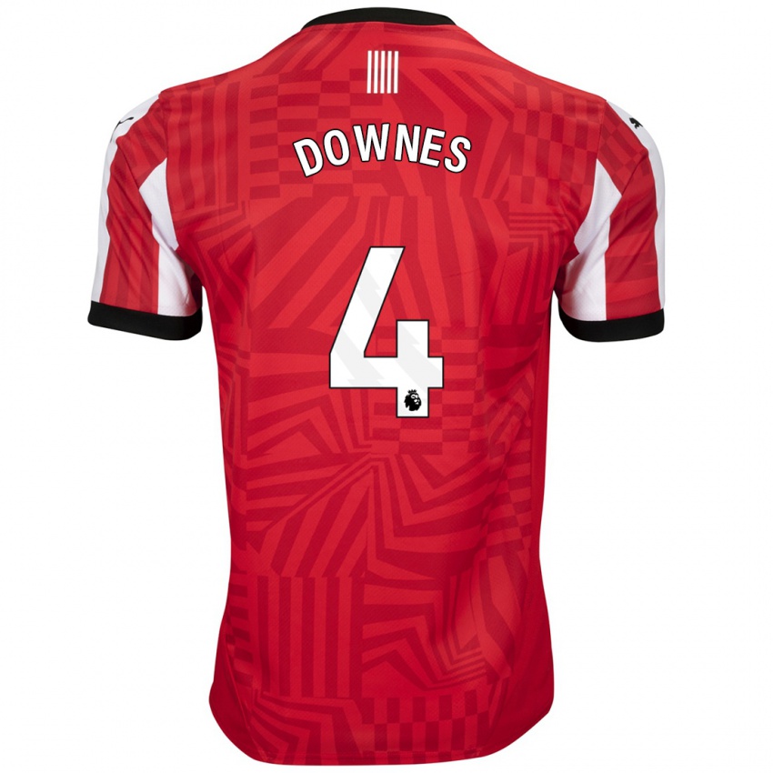 Hombre Camiseta Flynn Downes #4 Rojo Blanco 1ª Equipación 2024/25 La Camisa