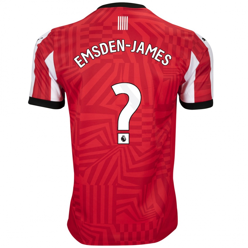 Hombre Camiseta Harley Emsden-James #0 Rojo Blanco 1ª Equipación 2024/25 La Camisa