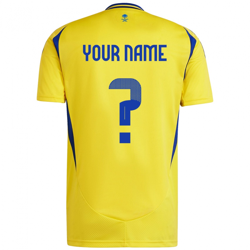 Hombre Camiseta Su Nombre #0 Amarillo Azul 1ª Equipación 2024/25 La Camisa