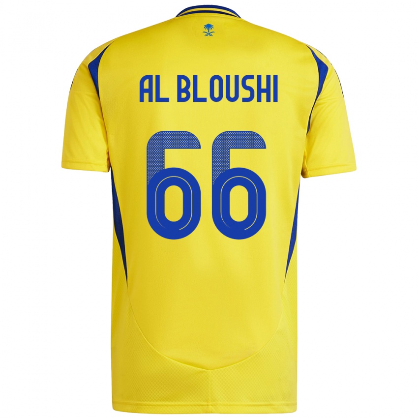 Hombre Camiseta Reem Al-Bloushi #66 Amarillo Azul 1ª Equipación 2024/25 La Camisa