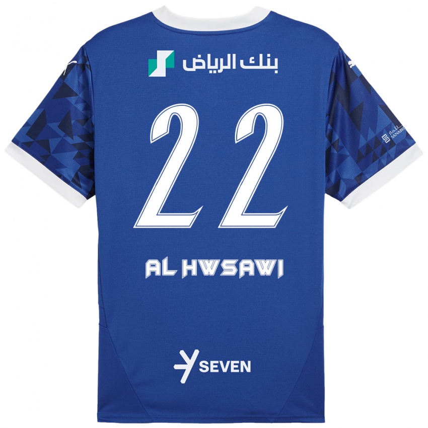 Hombre Camiseta Shorouq Al-Hwsawi #22 Azul Oscuro Blanco 1ª Equipación 2024/25 La Camisa