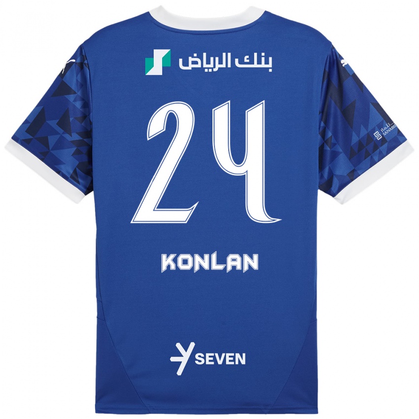 Hombre Camiseta Cynthia Konlan #24 Azul Oscuro Blanco 1ª Equipación 2024/25 La Camisa