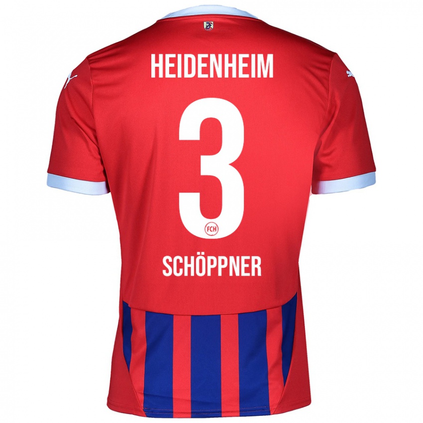 Hombre Camiseta Jan Schöppner #3 Rojo Azul 1ª Equipación 2024/25 La Camisa