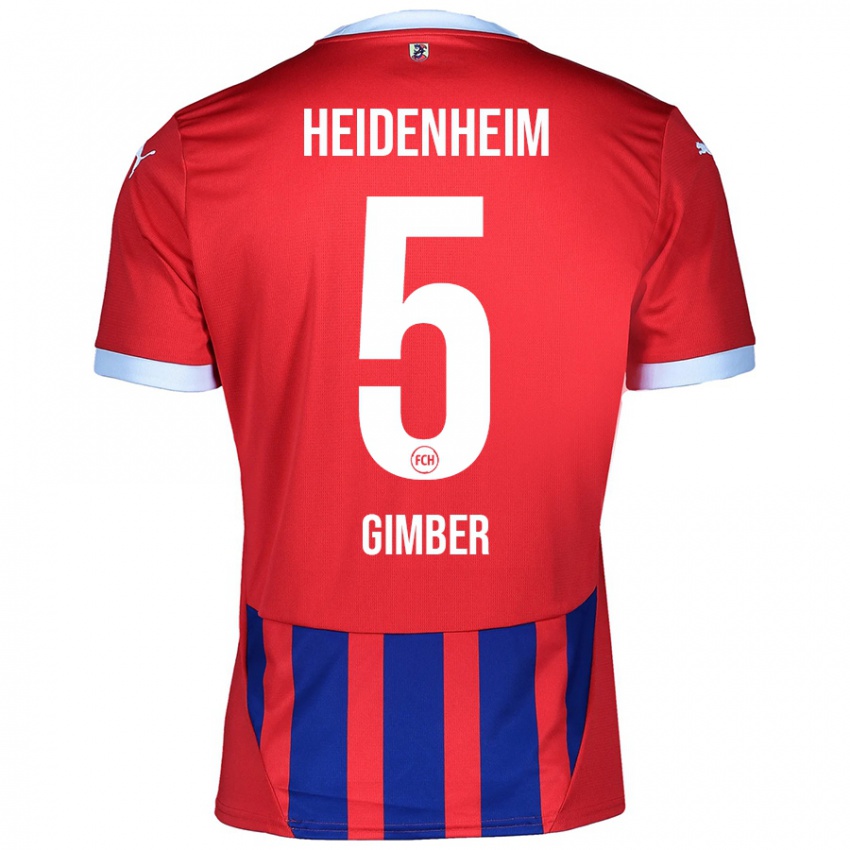 Hombre Camiseta Benedikt Gimber #5 Rojo Azul 1ª Equipación 2024/25 La Camisa