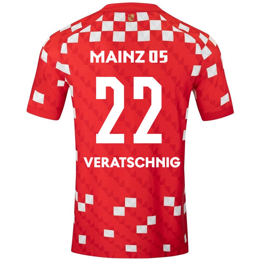 Hombre Camiseta Nikolas Veratschnig #22 Blanco Rojo 1ª Equipación 2024/25 La Camisa