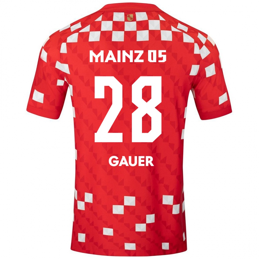 Hombre Camiseta Luke Gauer #28 Blanco Rojo 1ª Equipación 2024/25 La Camisa