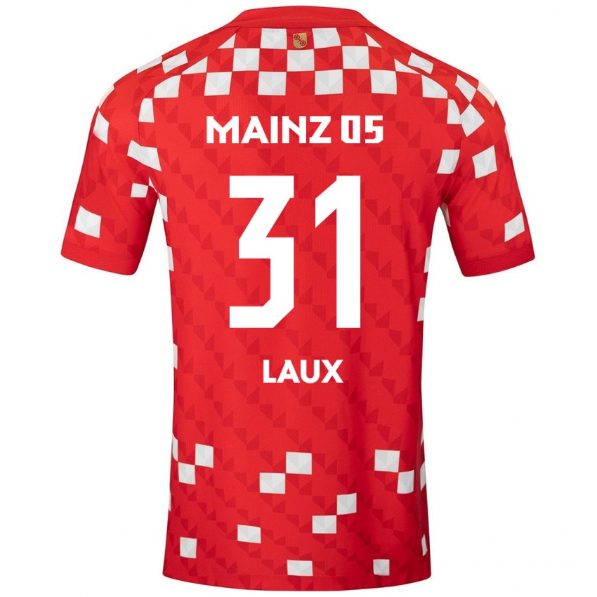 Hombre Camiseta Lucas Laux #31 Blanco Rojo 1ª Equipación 2024/25 La Camisa