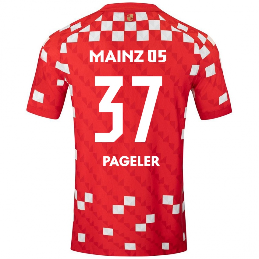 Hombre Camiseta Maja Pageler #37 Blanco Rojo 1ª Equipación 2024/25 La Camisa