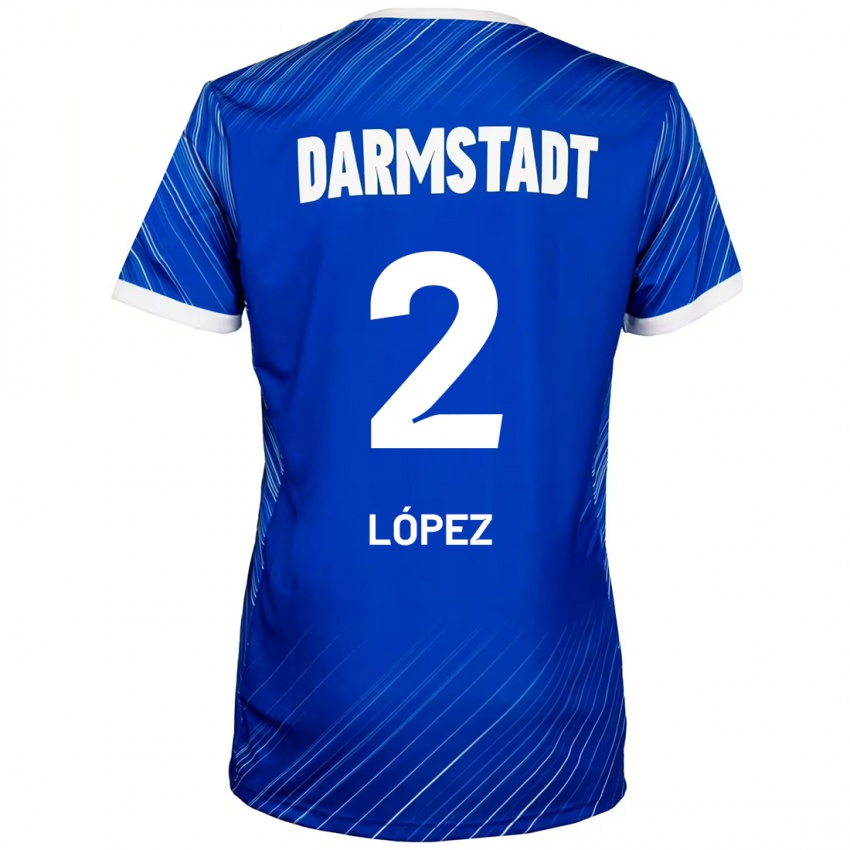 Hombre Camiseta Sergio López #2 Azul Blanco 1ª Equipación 2024/25 La Camisa