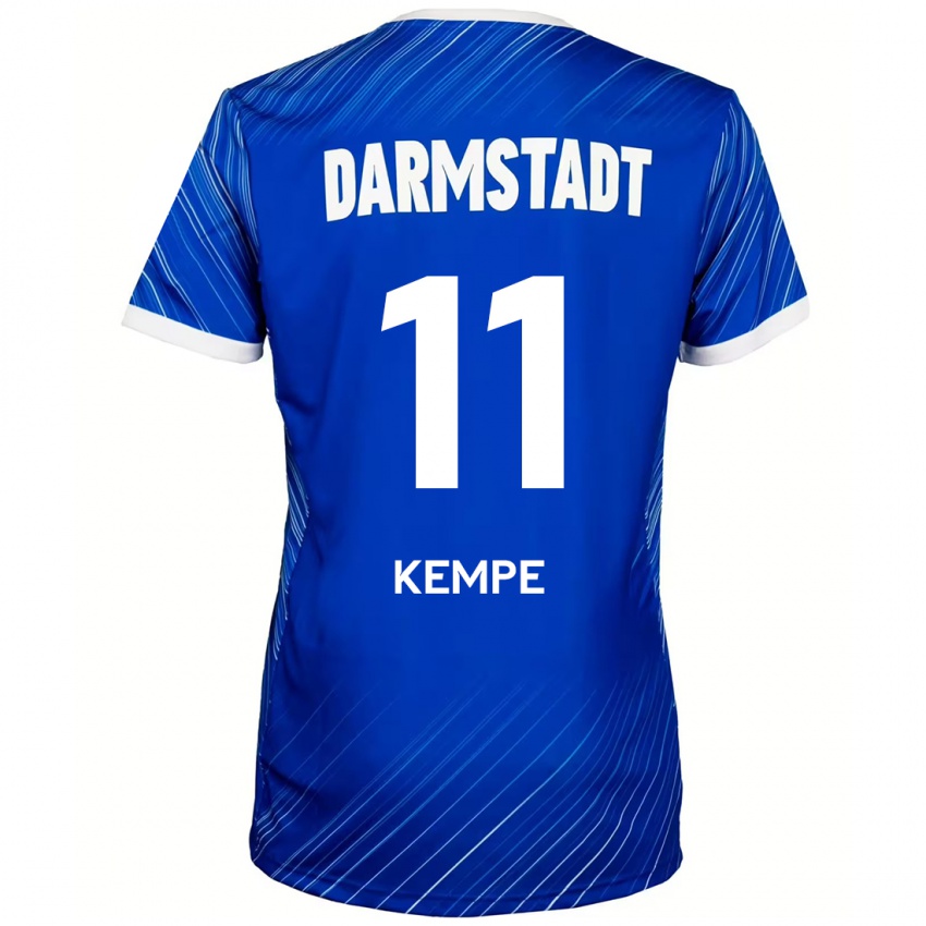 Hombre Camiseta Tobias Kempe #11 Azul Blanco 1ª Equipación 2024/25 La Camisa