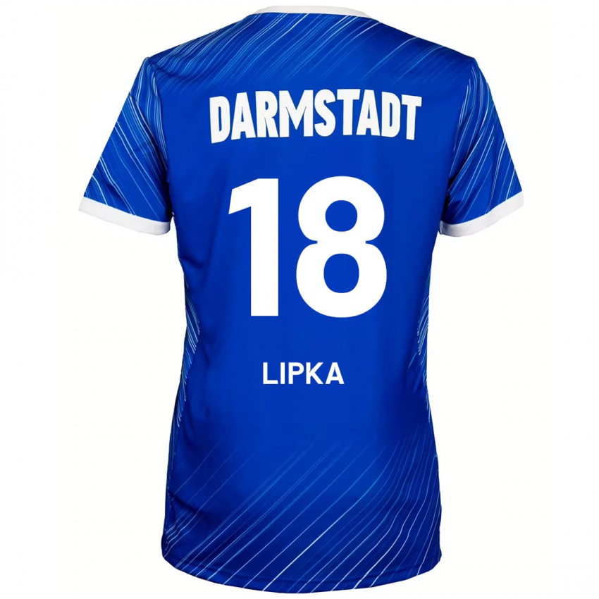 Hombre Camiseta David Lipka #18 Azul Blanco 1ª Equipación 2024/25 La Camisa