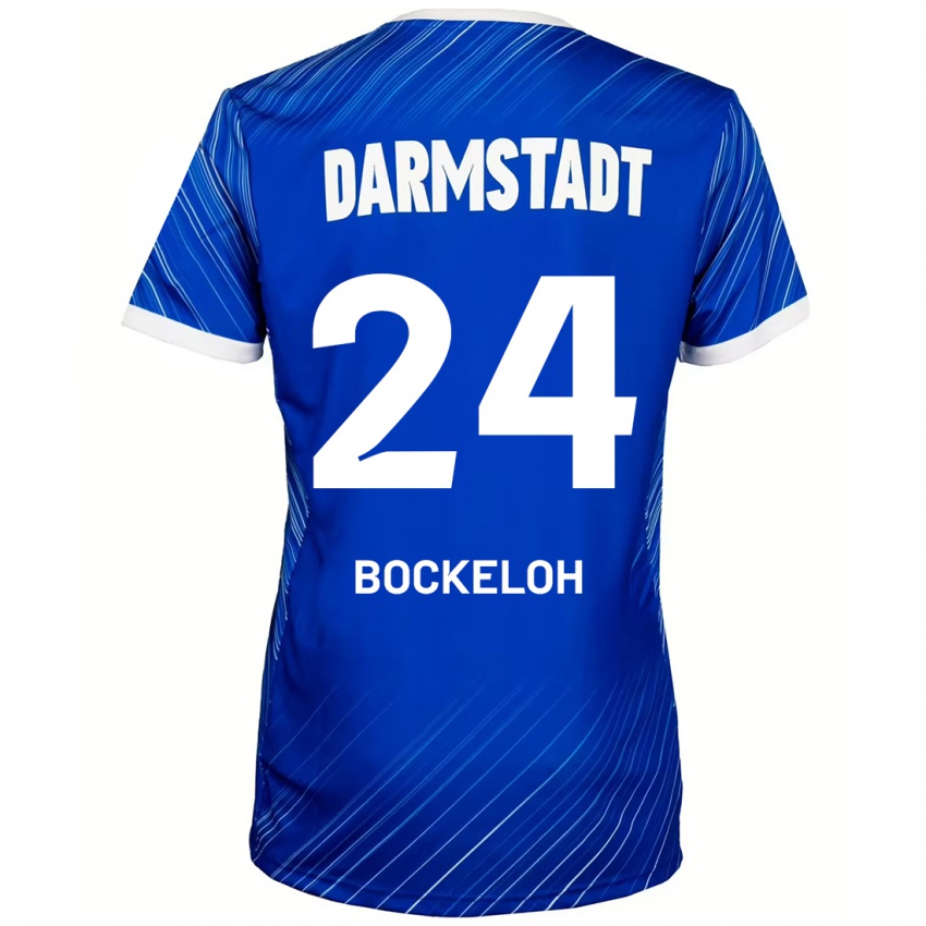 Hombre Camiseta Leonhard Bockeloh #24 Azul Blanco 1ª Equipación 2024/25 La Camisa