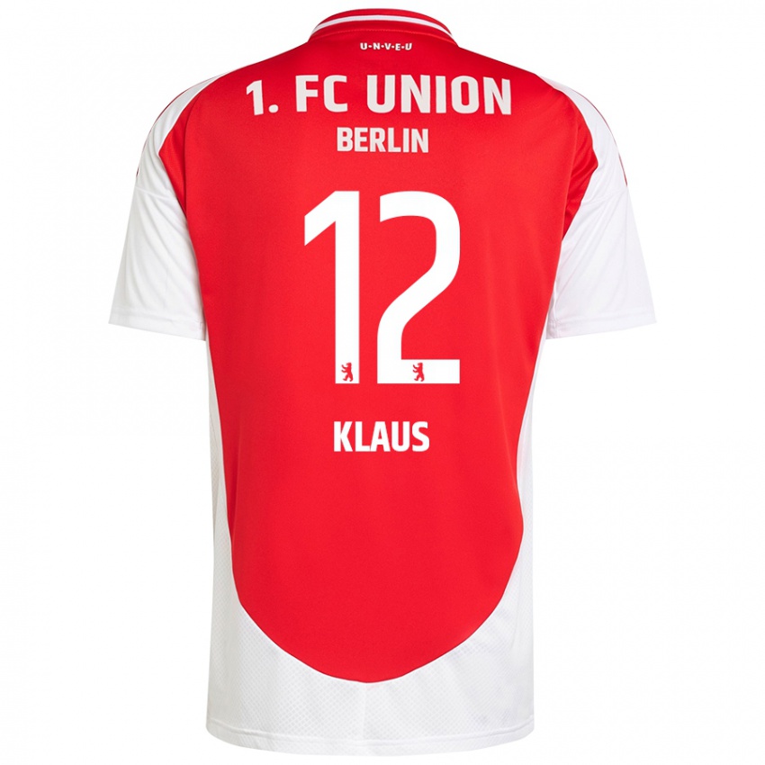 Hombre Camiseta Carl Klaus #12 Rojo Blanco 1ª Equipación 2024/25 La Camisa