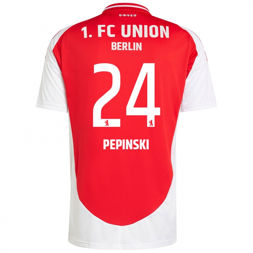 Hombre Camiseta Louis Pepinski #24 Rojo Blanco 1ª Equipación 2024/25 La Camisa