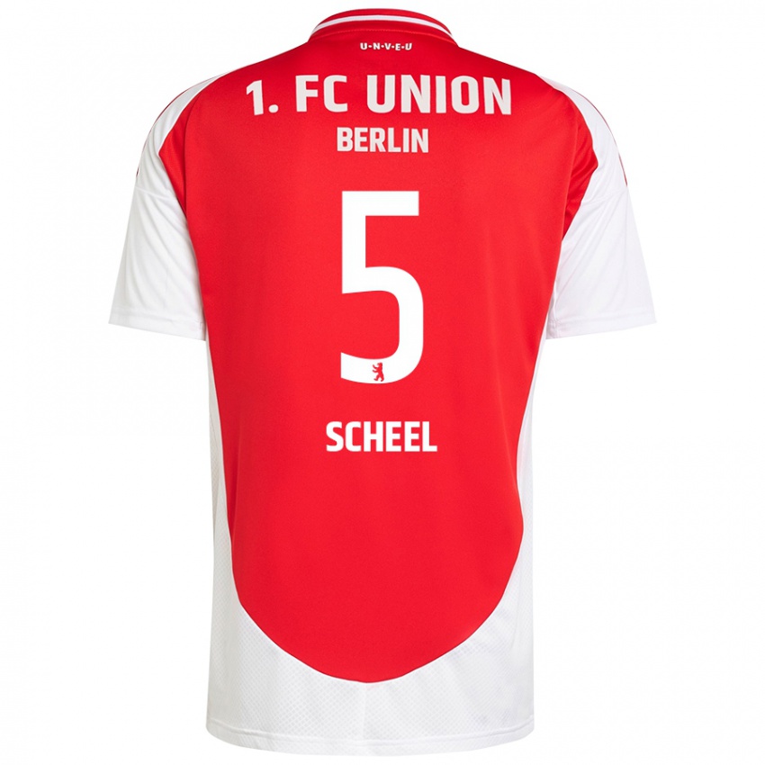 Hombre Camiseta Luca Scheel #5 Rojo Blanco 1ª Equipación 2024/25 La Camisa