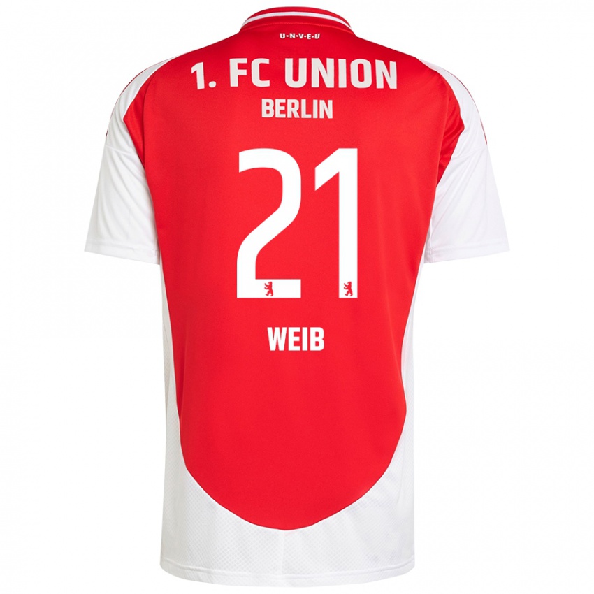 Hombre Camiseta Anna Weiß #21 Rojo Blanco 1ª Equipación 2024/25 La Camisa