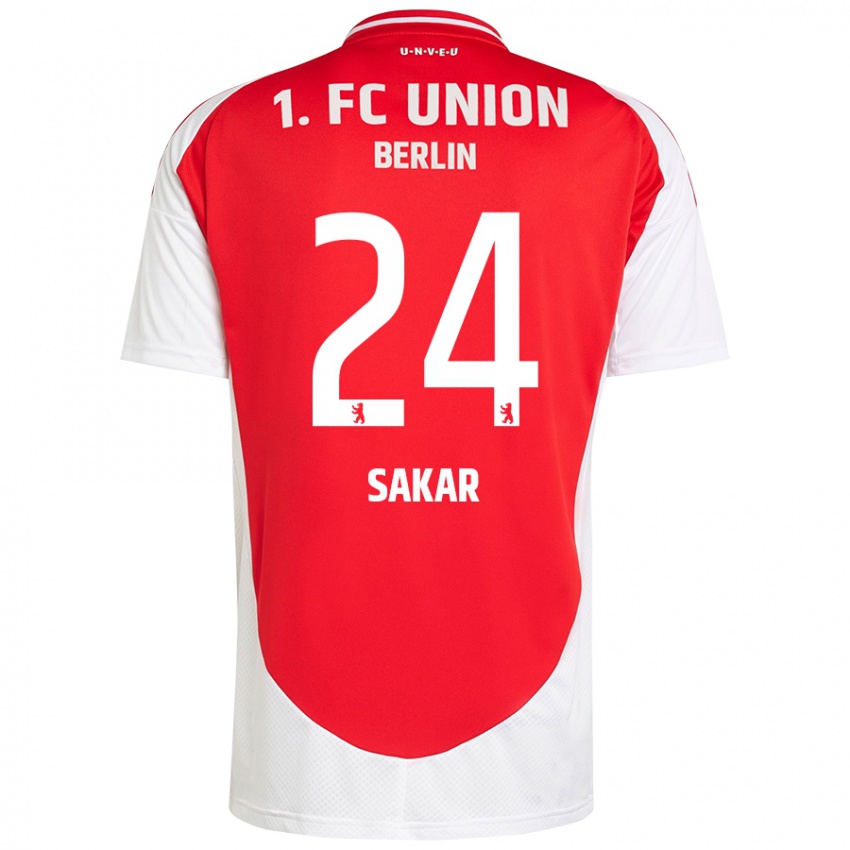 Hombre Camiseta Fatma Sakar #24 Rojo Blanco 1ª Equipación 2024/25 La Camisa