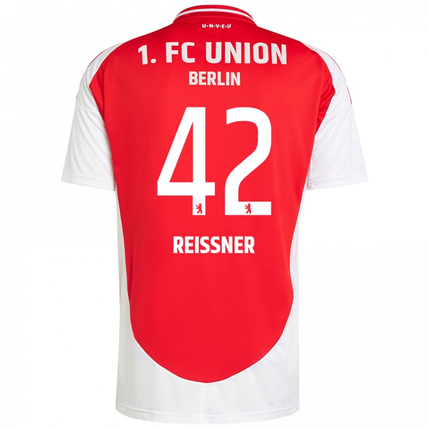 Hombre Camiseta Naika Reissner #42 Rojo Blanco 1ª Equipación 2024/25 La Camisa