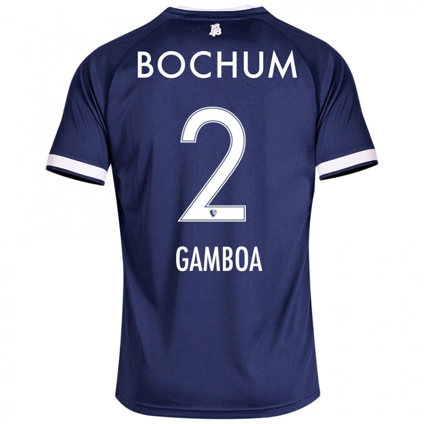 Hombre Camiseta Cristian Gamboa #2 Azul Oscuro 1ª Equipación 2024/25 La Camisa