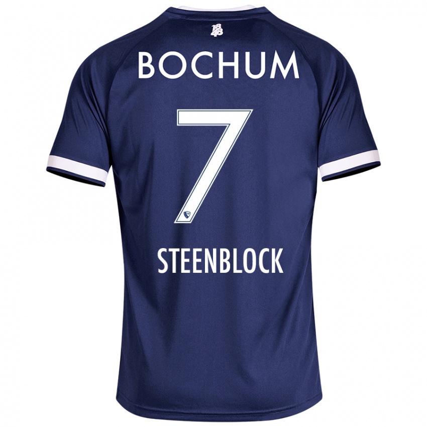 Hombre Camiseta Jannis Steenblock #7 Azul Oscuro 1ª Equipación 2024/25 La Camisa